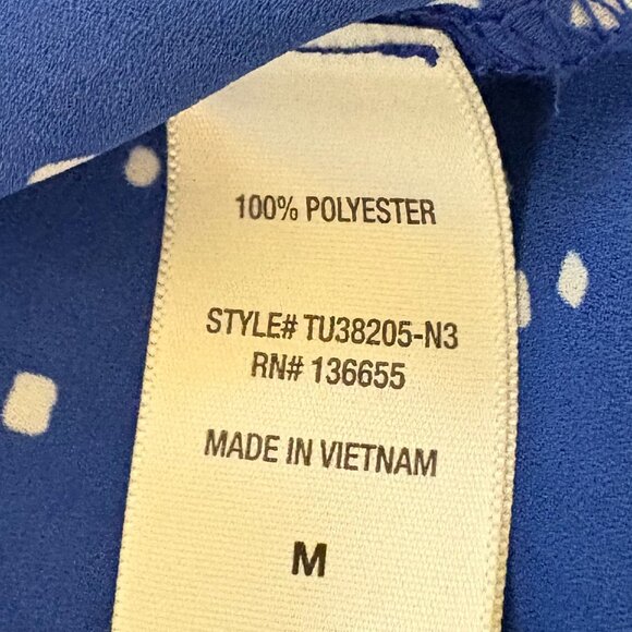 West Kei Royal Blue and White Dotted Blouse with Three-Quarter Sleeves, Medium - Picture 5 of 9